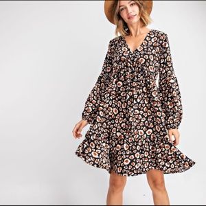 Leopard Print Babydoll Dress | M